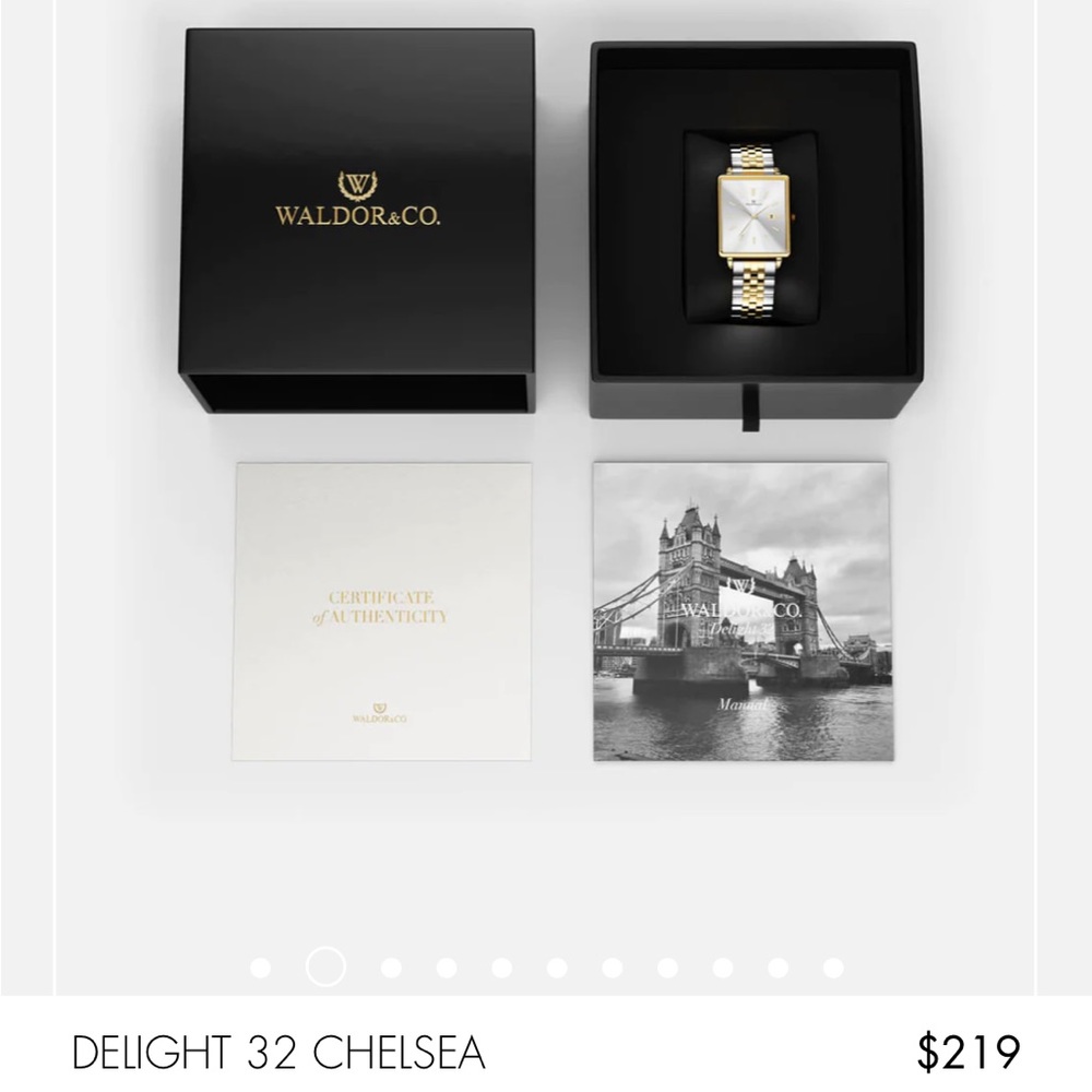 NWT/NIB Waldor & Co. ladies “Delight 32 Chelsea” 22 carat gold-plated SS watch - Picture 5 of 13